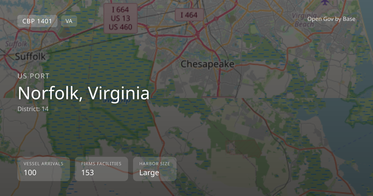 CBP Port 1401: Norfolk, Virginia — Port Intelligence | Open Gov by Base