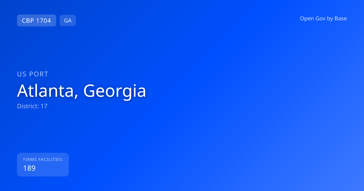 CBP Port 1704: Atlanta, Georgia — Port Intelligence | Open Gov by Base