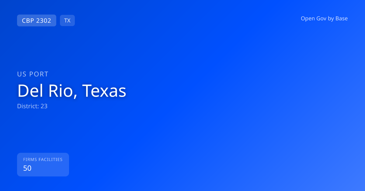CBP Port 2302: Del Rio, Texas — Port Intelligence | Open Gov by Base
