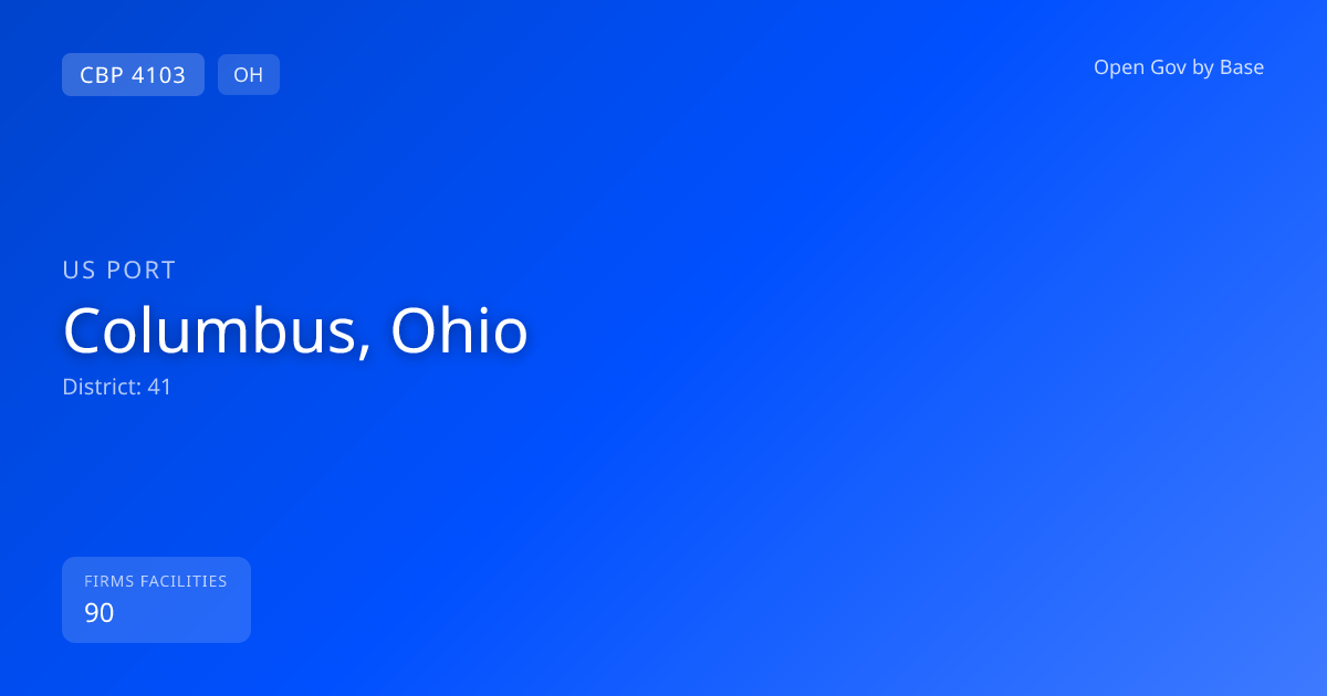 CBP Port 4103: Columbus, Ohio — Port Intelligence | Open Gov by Base